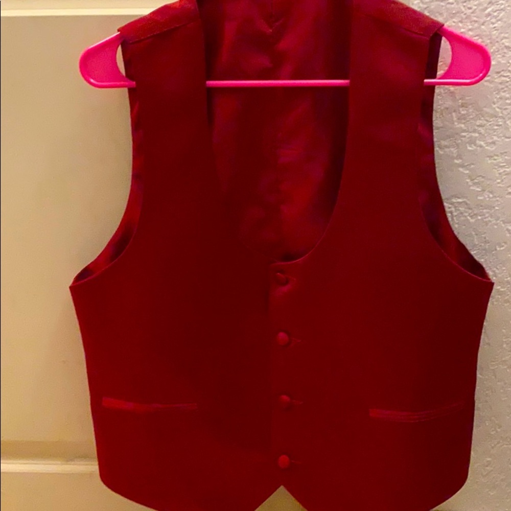 Burgundy Red U shaped Vest and Pants